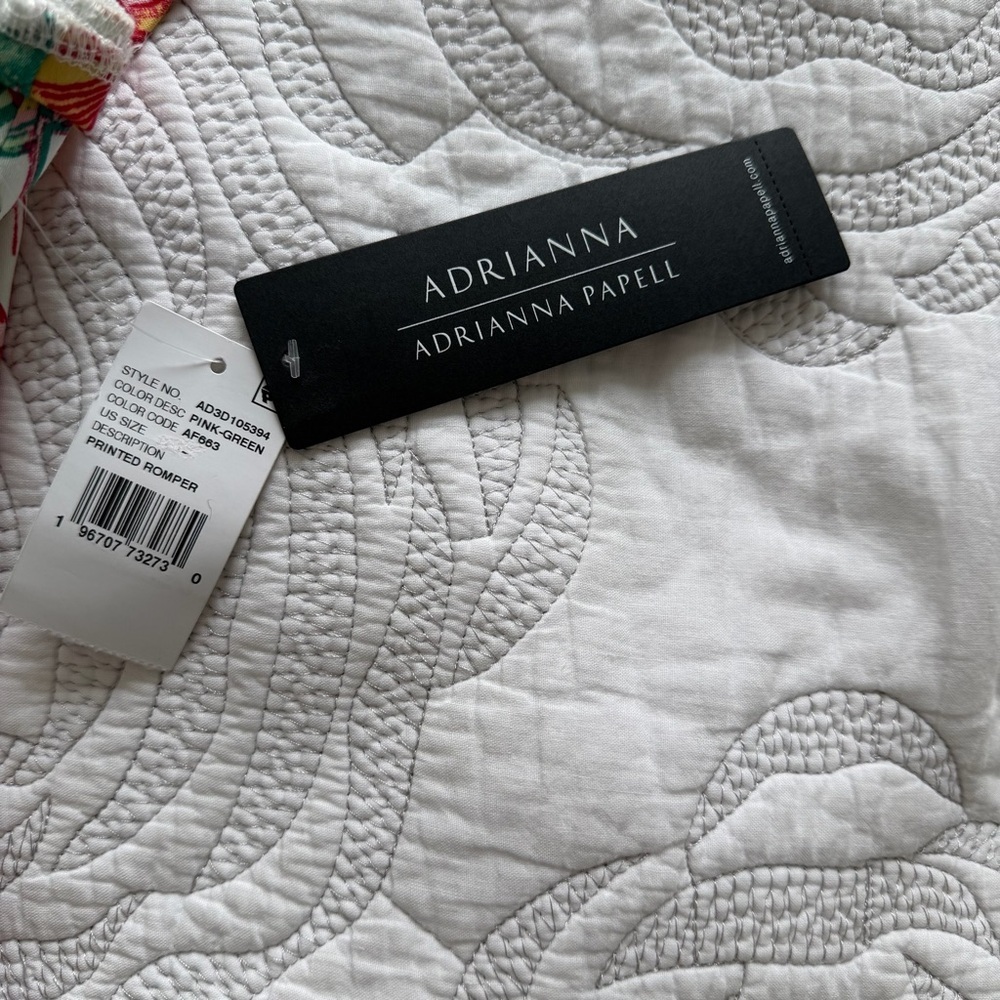 NWT - Adrianna by Adrianna Papell - Floral-Print Belted Romper - Picture 6 of 11